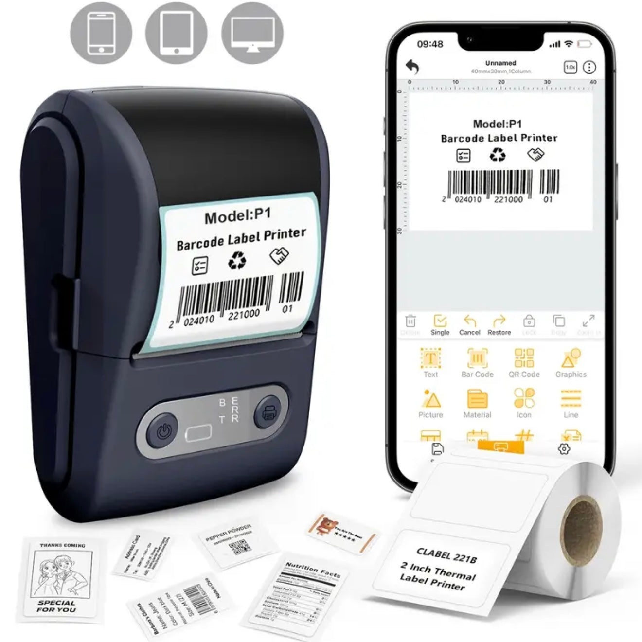 Portable Wireless Thermal Label Printer